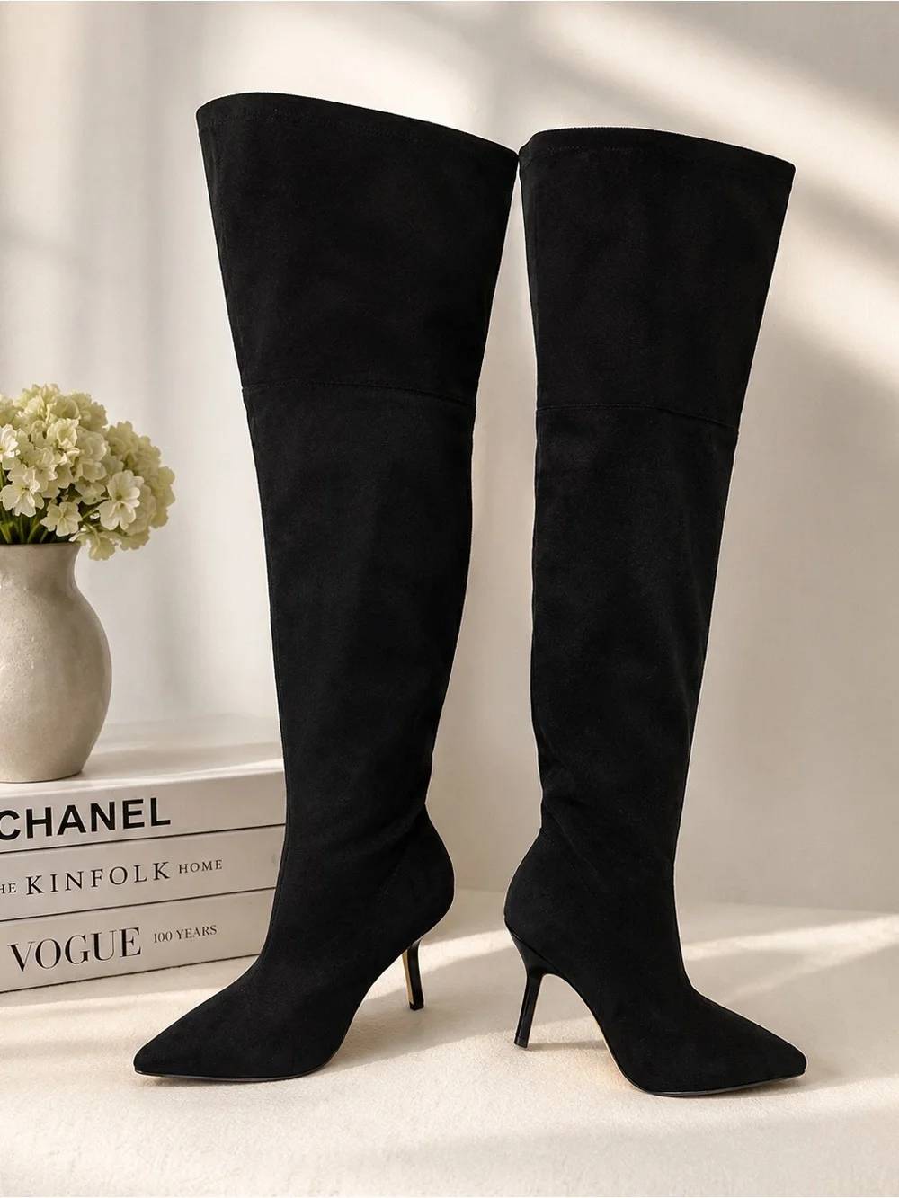 Marc Fisher Black Over-The-Knee Suede Stiletto Boots